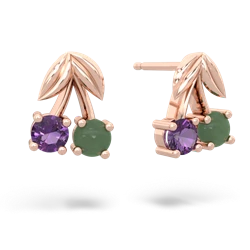 Amethyst Sweet Cherries 14K Rose Gold earrings E7001