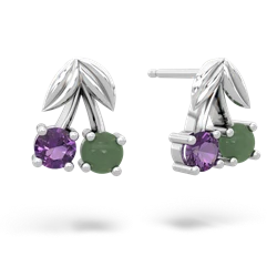 Amethyst Sweet Cherries 14K White Gold earrings E7001