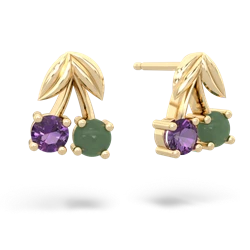 Amethyst Sweet Cherries 14K Yellow Gold earrings E7001