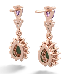 Amethyst Halo Pear Dangle 14K Rose Gold earrings E1882