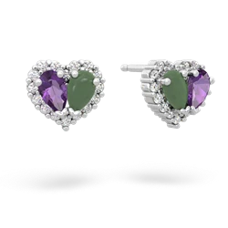 Amethyst Halo 14K White Gold earrings E7008