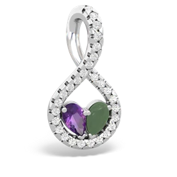 Amethyst Pave Twist 'One Heart' 14K White Gold pendant P5360