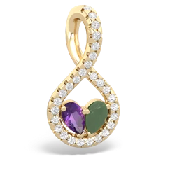 Amethyst Pave Twist 'One Heart' 14K Yellow Gold pendant P5360