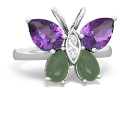 Amethyst Butterfly 14K White Gold ring R2215