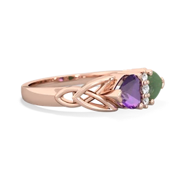 Amethyst Celtic Knot Double Heart 14K Rose Gold ring R5040