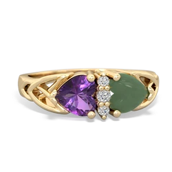 Amethyst Celtic Knot Double Heart 14K Yellow Gold ring R5040