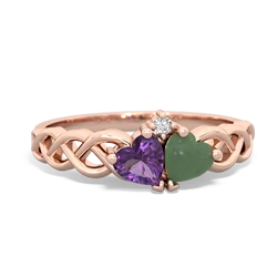 Amethyst Heart To Heart Braid 14K Rose Gold ring R5870