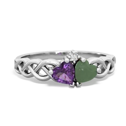 Amethyst Heart To Heart Braid 14K White Gold ring R5870