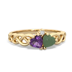 Amethyst Heart To Heart Braid 14K Yellow Gold ring R5870