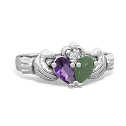 Amethyst 'Our Heart' Claddagh 14K White Gold ring R2388