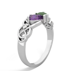 Amethyst 'One Heart' Celtic Knot Claddagh 14K White Gold ring R5322