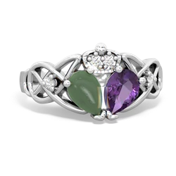 Amethyst 'One Heart' Celtic Knot Claddagh 14K White Gold ring R5322