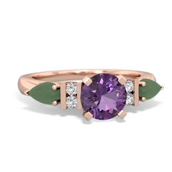 Amethyst 6Mm Round Eternal Embrace Engagement 14K Rose Gold ring R2005