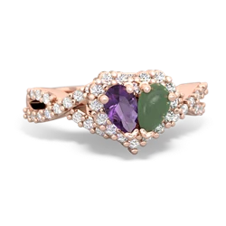 Amethyst Diamond Twist 'One Heart' 14K Rose Gold ring R2640HRT