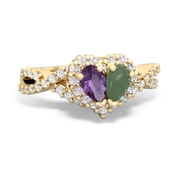 Amethyst Diamond Twist 'One Heart' 14K Yellow Gold ring R2640HRT