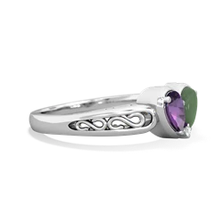 Amethyst Filligree 'One Heart' 14K White Gold ring R5070