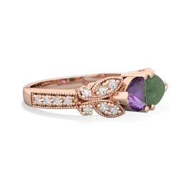 Amethyst Diamond Butterflies 14K Rose Gold ring R5601