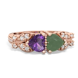 Amethyst Diamond Butterflies 14K Rose Gold ring R5601