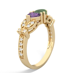 Amethyst Diamond Butterflies 14K Yellow Gold ring R5601