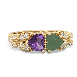 Amethyst Diamond Butterflies 14K Yellow Gold ring R5601