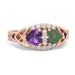 Amethyst Sparkling Celtic Knot 14K Rose Gold ring R2645