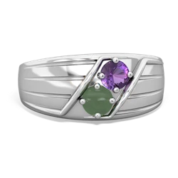 Amethyst Men's Streamline 14K White Gold ring R0460