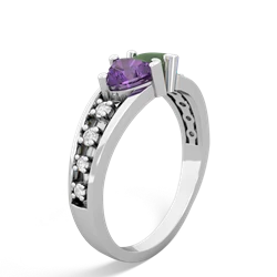 Amethyst Heart To Heart 14K White Gold ring R3342