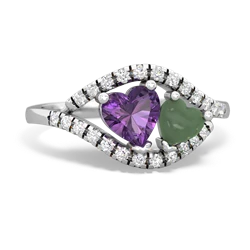 Amethyst Mother And Child 14K White Gold ring R3010