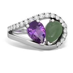 Amethyst Nestled Heart Keepsake 14K White Gold ring R5650