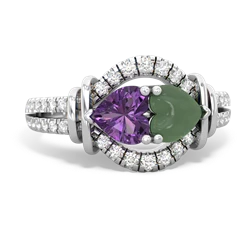 Amethyst Art-Deco Keepsake 14K White Gold ring R5630