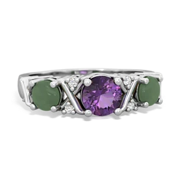 Amethyst Hugs And Kisses 14K White Gold ring R5016