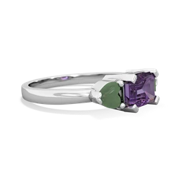 Amethyst Three Stone 14K White Gold ring R5235