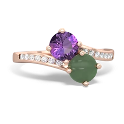 Amethyst Channel Set Two Stone 14K Rose Gold ring R5303