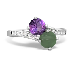 Amethyst Channel Set Two Stone 14K White Gold ring R5303