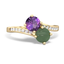 Amethyst Channel Set Two Stone 14K Yellow Gold ring R5303