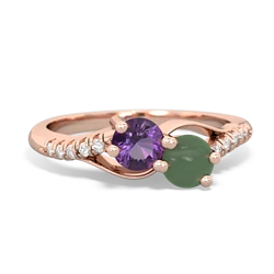 Amethyst Infinity Pave Two Stone 14K Rose Gold ring R5285