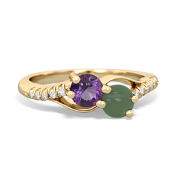 Amethyst Infinity Pave Two Stone 14K Yellow Gold ring R5285