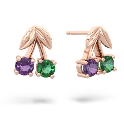 Amethyst Sweet Cherries 14K Rose Gold earrings E7001