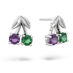 Amethyst Sweet Cherries 14K White Gold earrings E7001