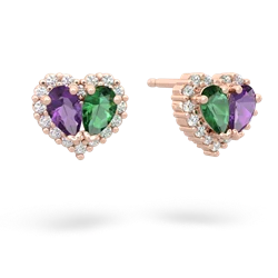 Amethyst Halo 14K Rose Gold earrings E7008
