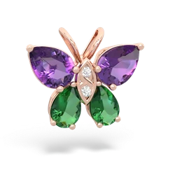 Amethyst Butterfly 14K Rose Gold pendant P2215