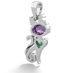 Amethyst Kitten 14K White Gold pendant P5780