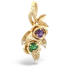 Amethyst Rose Vine 14K Yellow Gold pendant P5680