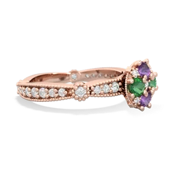 Amethyst Sparkling Tiara Cluster 14K Rose Gold ring R26293RD