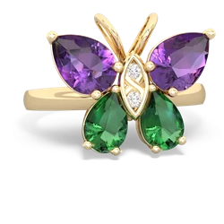 Amethyst Butterfly 14K Yellow Gold ring R2215