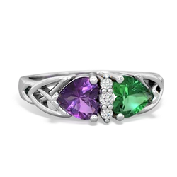 Amethyst Celtic Knot Double Heart 14K White Gold ring R5040