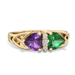 Amethyst Celtic Knot Double Heart 14K Yellow Gold ring R5040