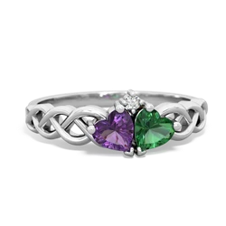 Amethyst Heart To Heart Braid 14K White Gold ring R5870