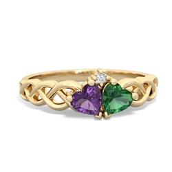 Amethyst Heart To Heart Braid 14K Yellow Gold ring R5870