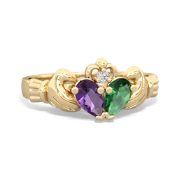 Amethyst 'Our Heart' Claddagh 14K Yellow Gold ring R2388